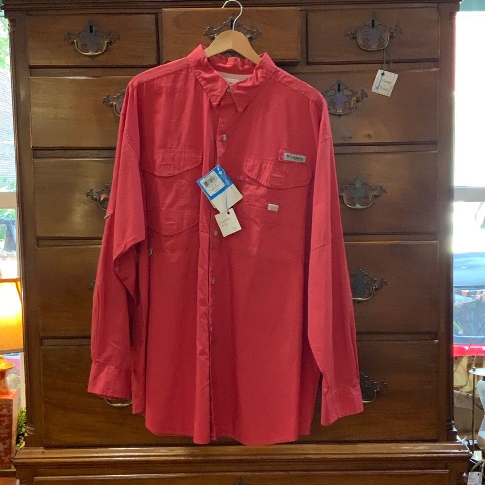 Columbia Bright Red Button-Up Shirt